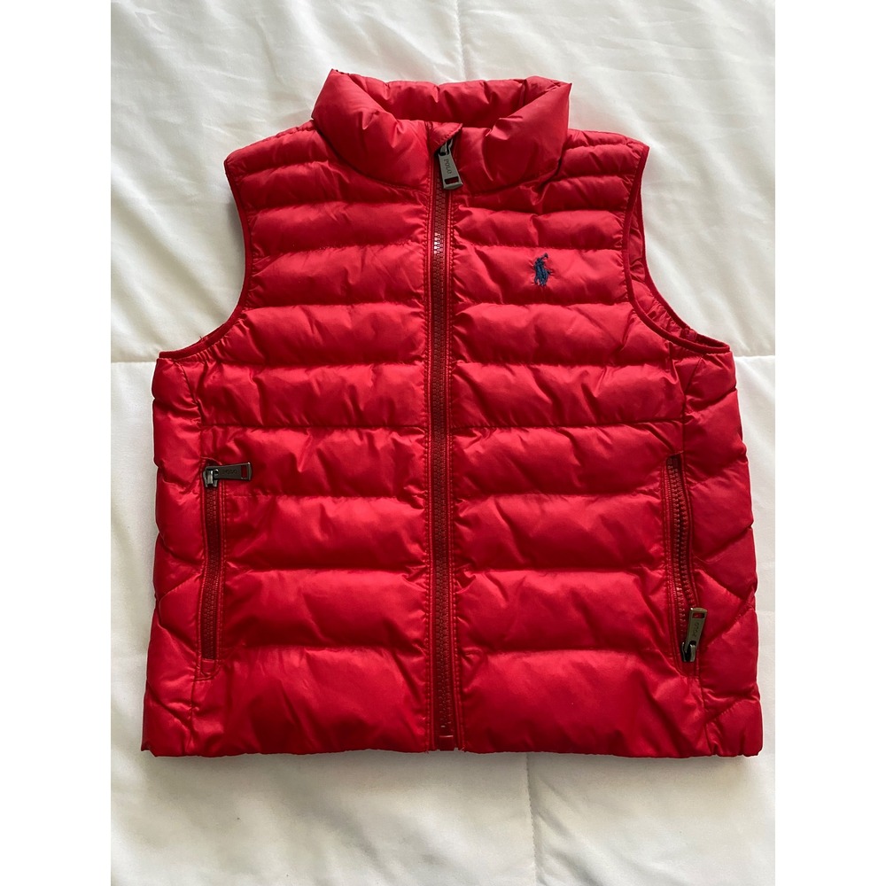 Polo Ralph Lauren Puffer Vest Kids 2T Red Quilted Sleeveless Jacket Pony Logo